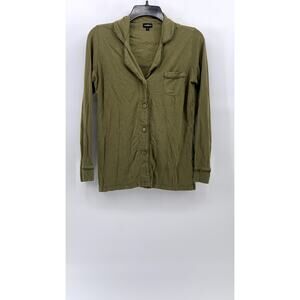 COSABELLA Women's Olive Green Relaxed-Fit Button-Up Long Sleeve Pajama Top SZ XS